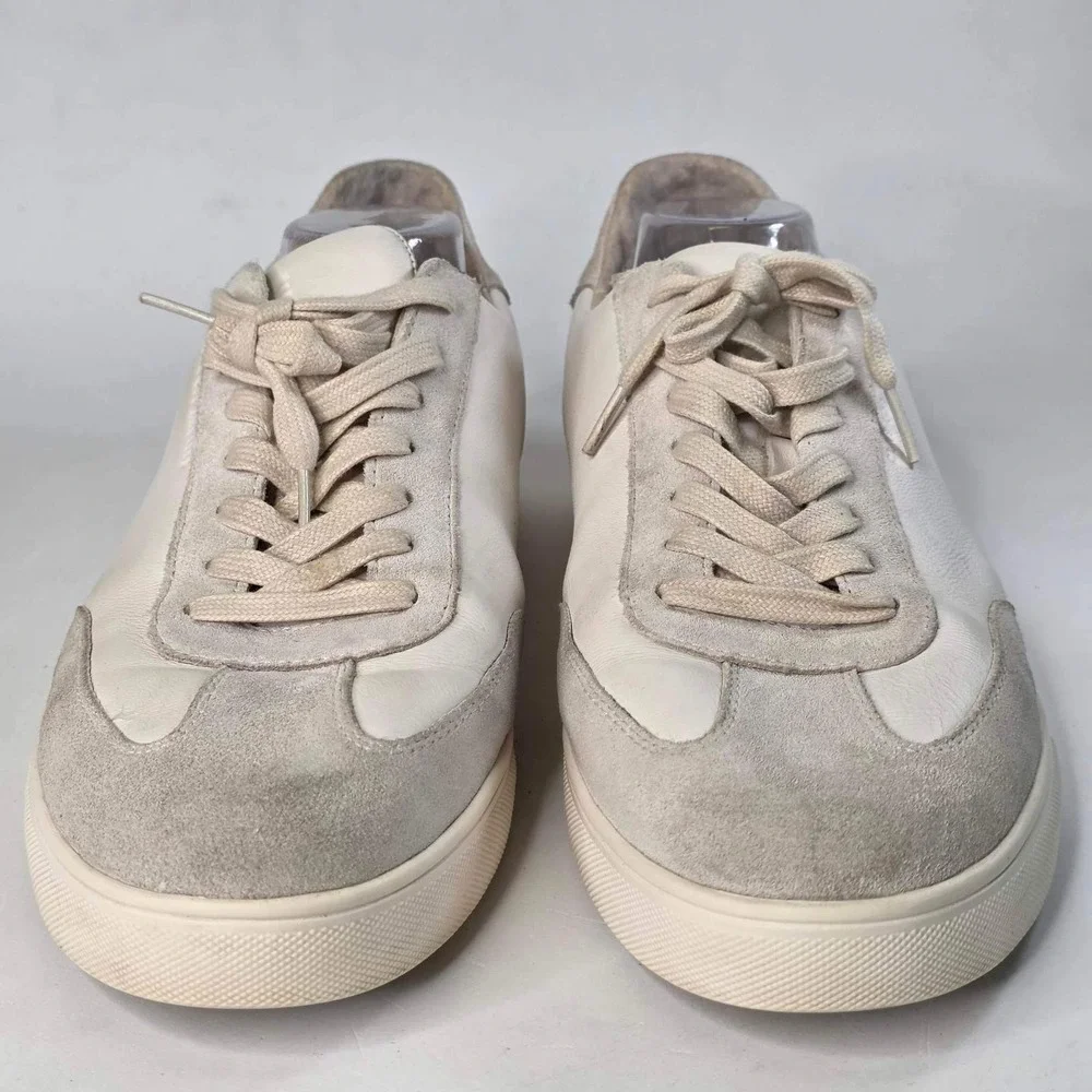 Clae Los Angeles Men's 14 Leather Suede Low Top Sneakers White Cream Shoes 48 EU